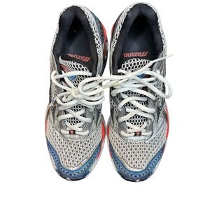 Mizuno Wave Creation 15 Running Shoes Womens 7.5 Silver Blue Red Mesh Athletic